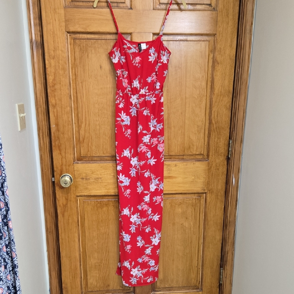 H&M Red Floral Maxi Dress